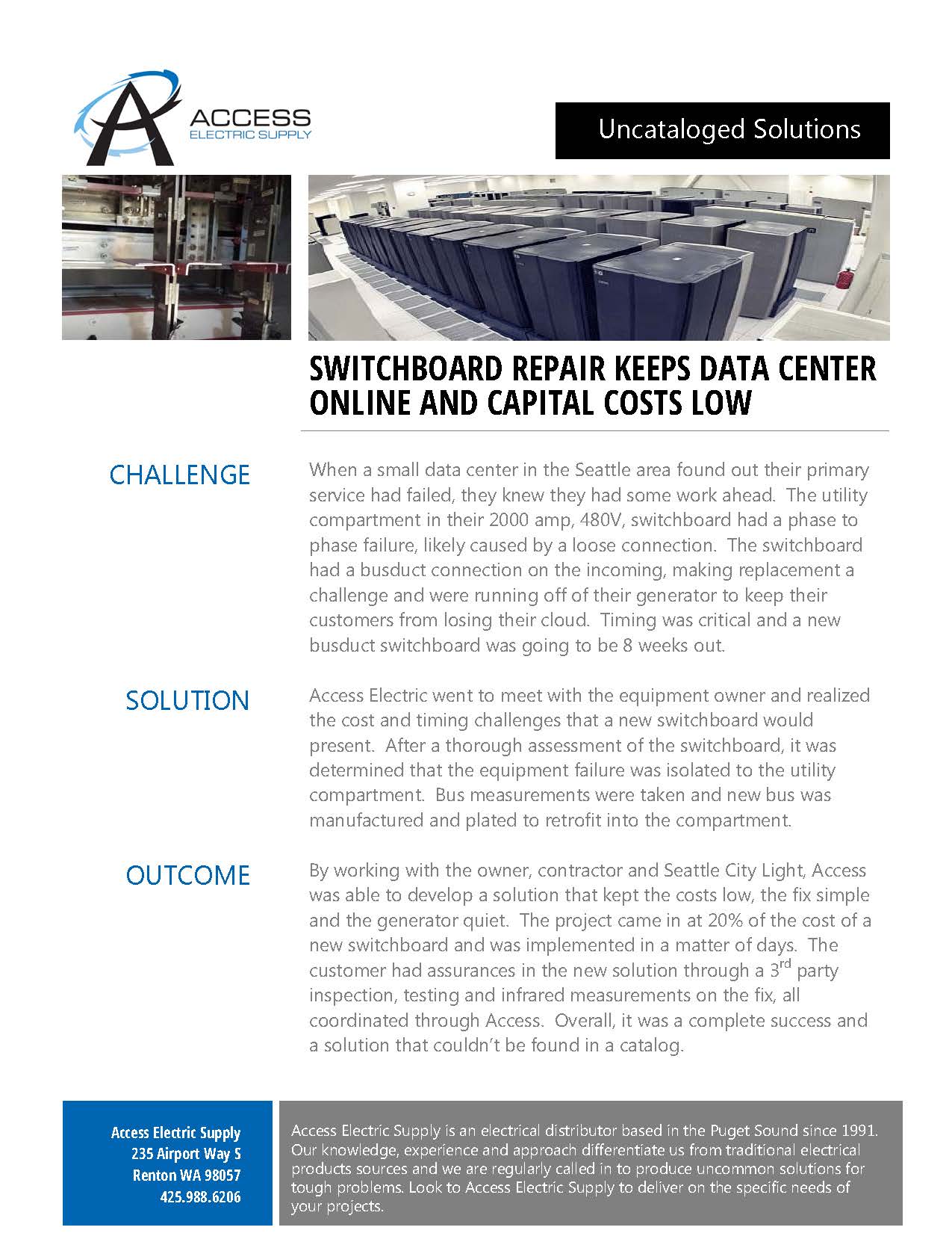 Switchboard Repair Keeps Data Center Online