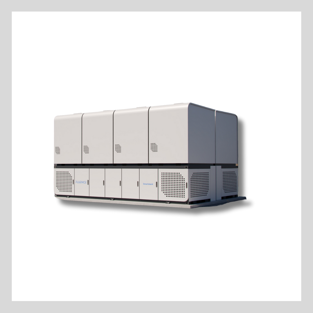 Exterior of a large rectangular battery energy storage solution showing access panels and venting.