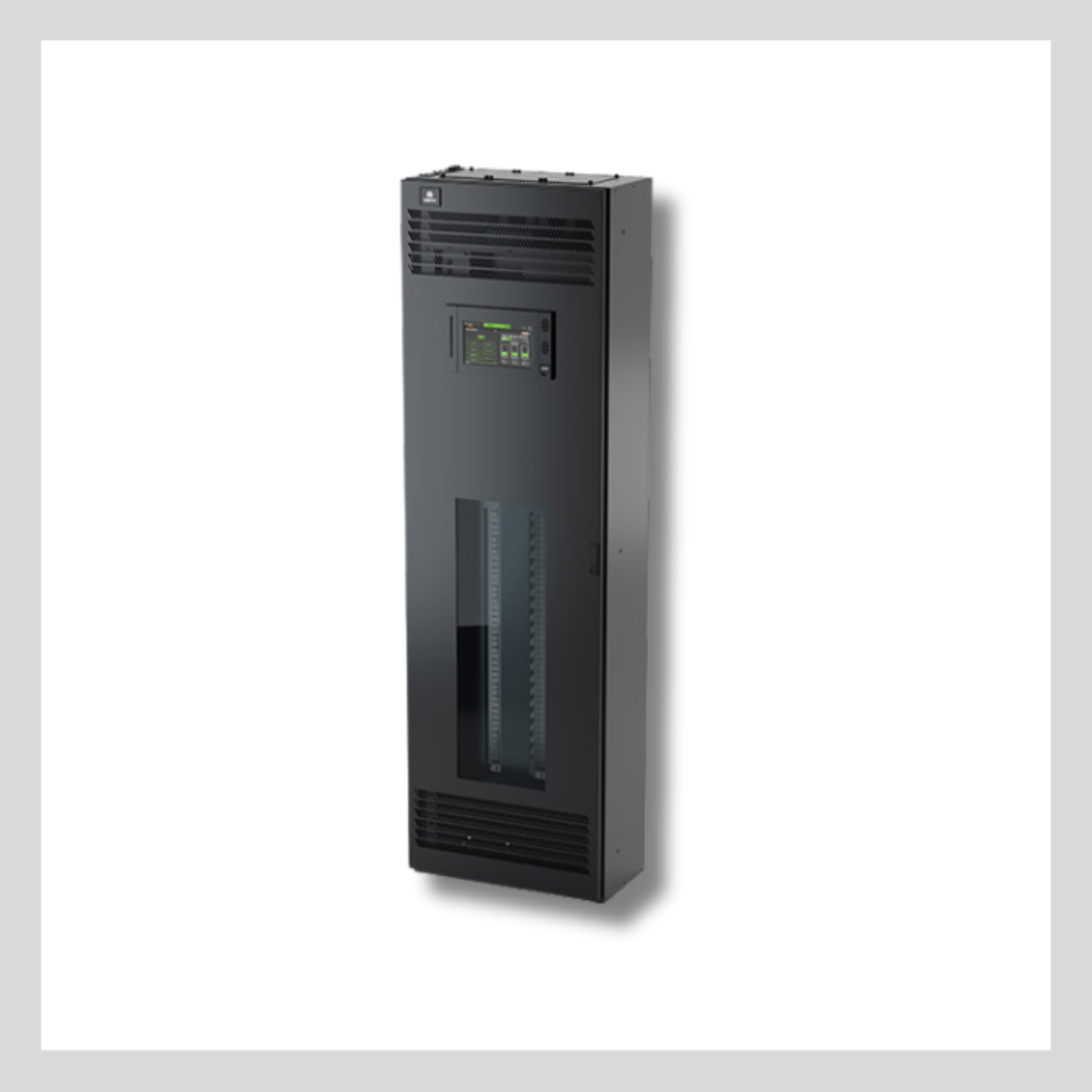 Tall, black RPP with venting, computer interface, and an access panel with a window on the front