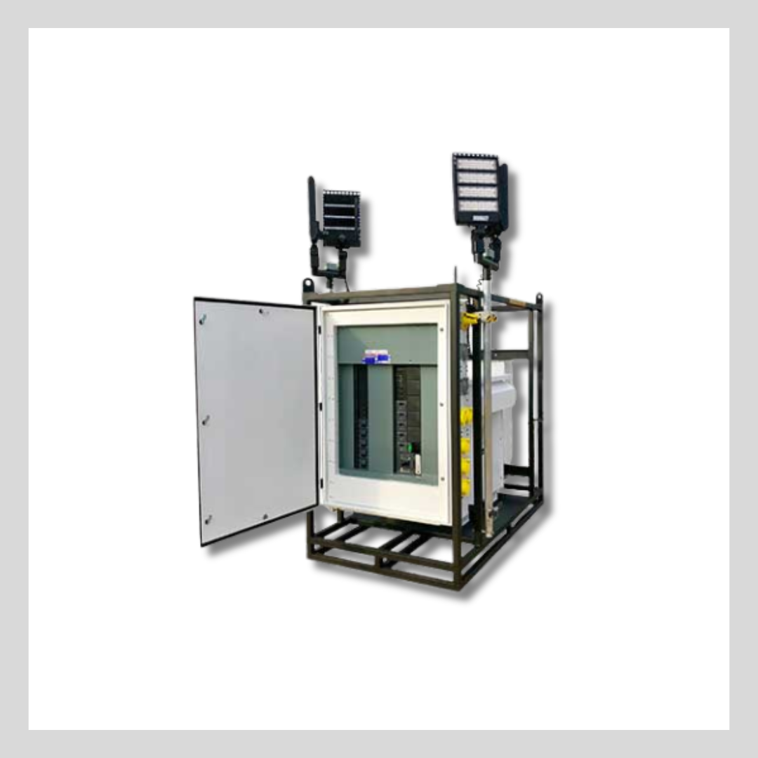 Generator unit on skids with lighting on the top